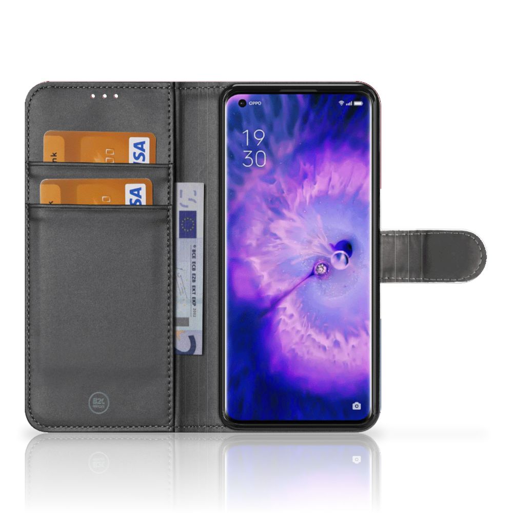 OPPO Find X5 Bookstyle Case Nederlandse Vlag met pasjes en telefoon, ideaal voor trots op Nederland.