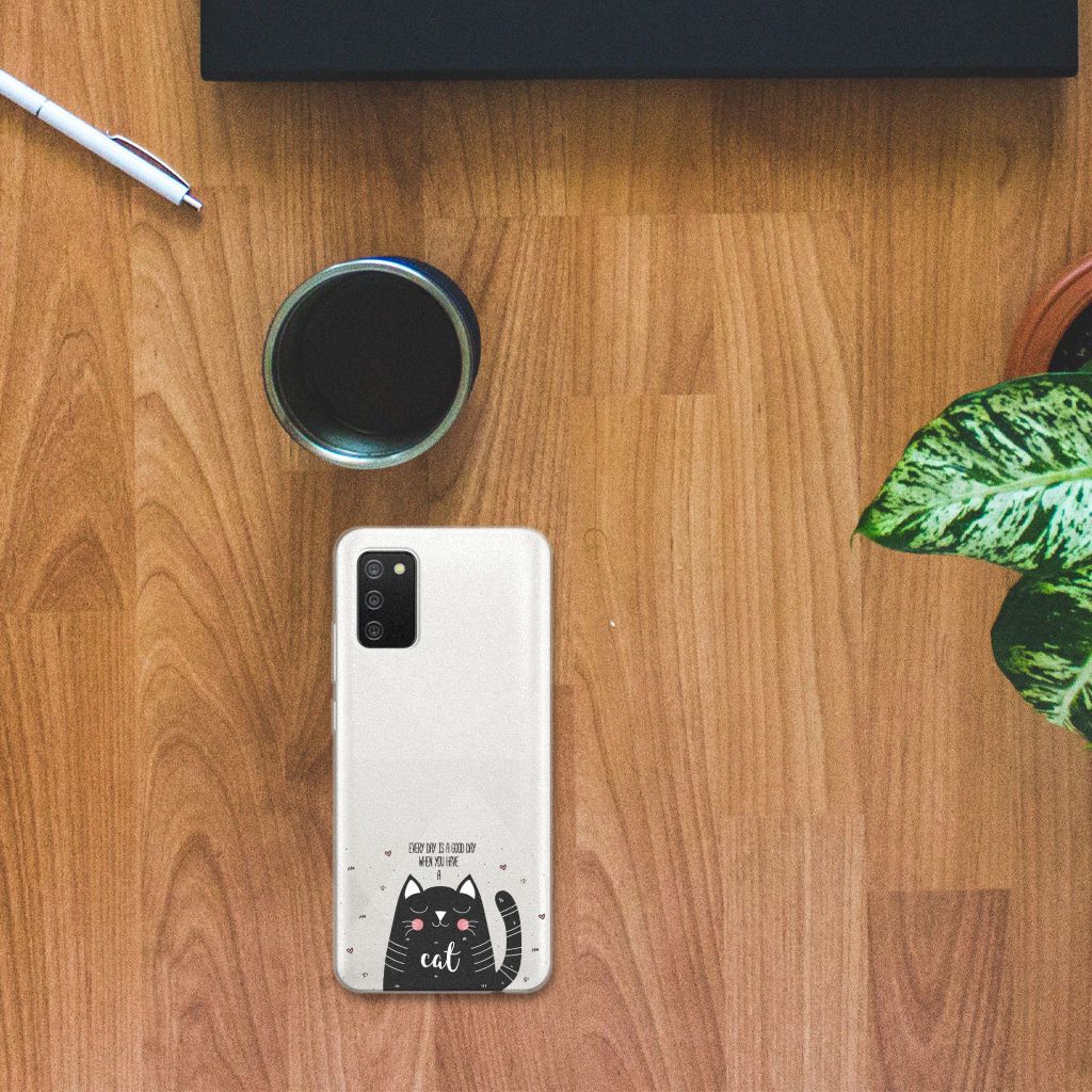 Samsung Galaxy A02s Telefoonhoesje met Naam Cat Good Day B2C Telecom