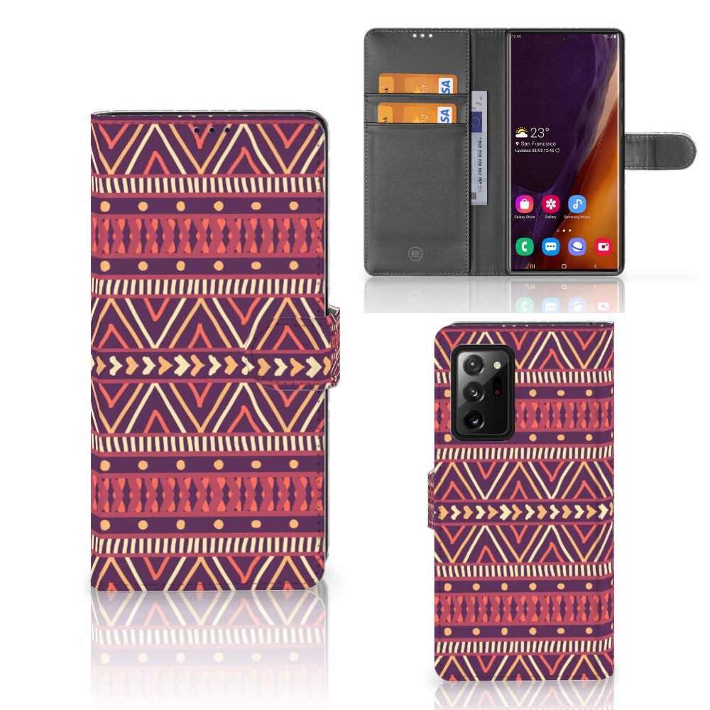 Samsung Galaxy Note20 Ultra Telefoon Hoesje Aztec Paars