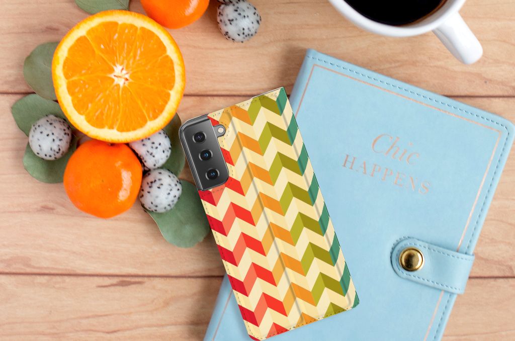 Samsung Galaxy S21 Plus Hoesje met Magneet Zigzag Multi Color - B2C Telecom