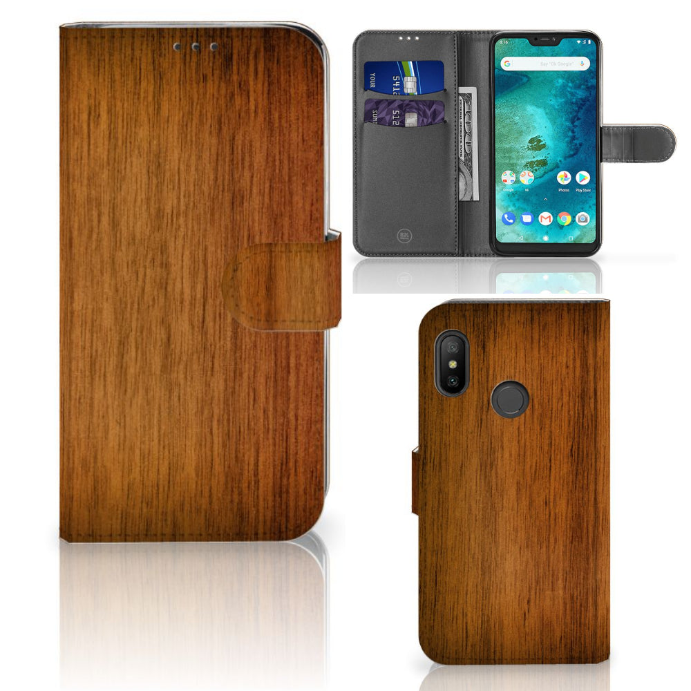 Xiaomi Mi A2 Lite Book Style Case Donker Hout