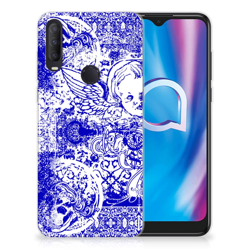Silicone Back Case Alcatel 1S (2020) Angel Skull Blauw B2C Telecom