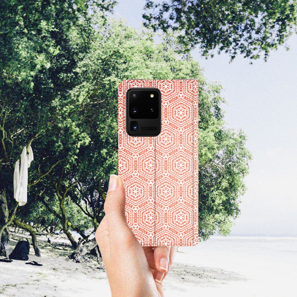 Samsung Galaxy S20 Ultra Hoesje met Magneet Pattern Orange - B2C Telecom