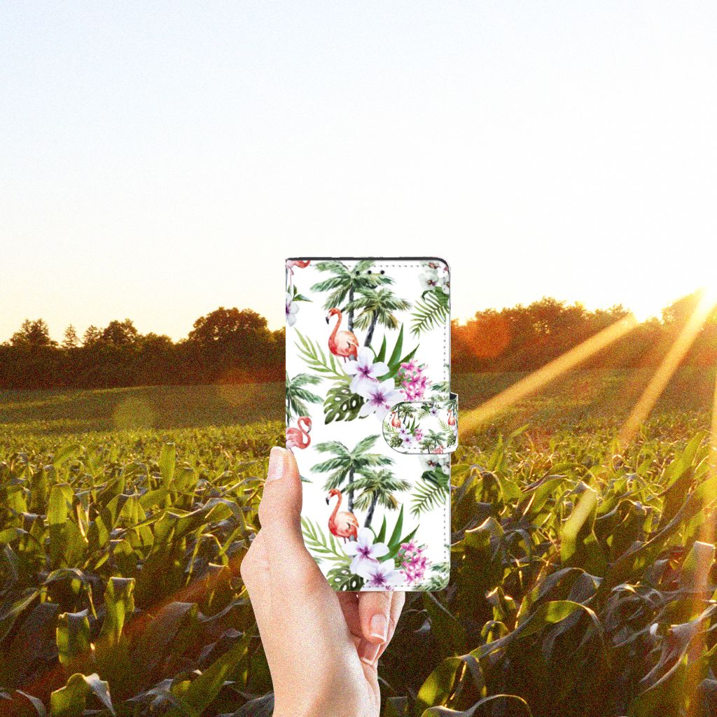 Motorola Edge 20 Lite Telefoonhoesje met Pasjes Flamingo Palms