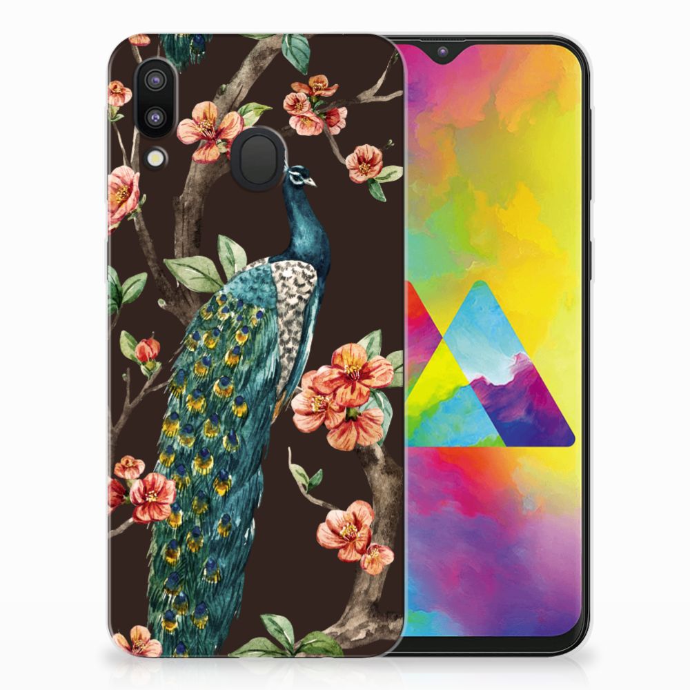 Samsung Galaxy M20 (Power) TPU Hoesje Pauw met Bloemen