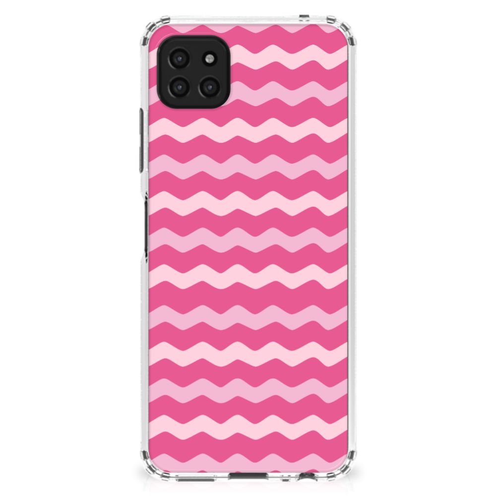 Samsung Galaxy A22 5G Doorzichtige Silicone Hoesje Waves Pink B2C Telecom