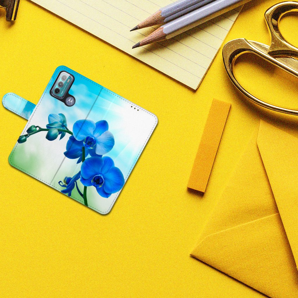 Motorola Moto G60 Hoesje Orchidee Blauw - Cadeau voor je Moeder