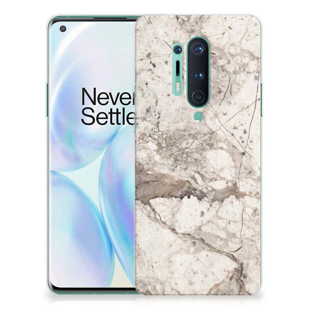 OnePlus 8 Pro TPU Siliconen Hoesje Marmer Beige