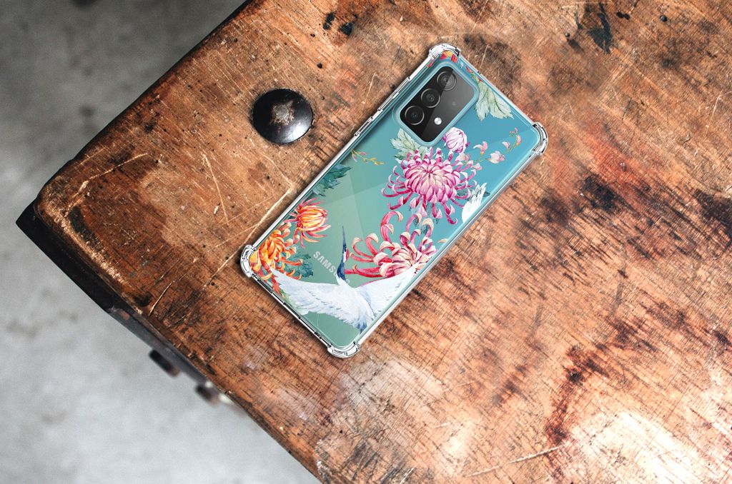 Samsung Galaxy A52 4G/5G Case Anti-shock Bird Flowers