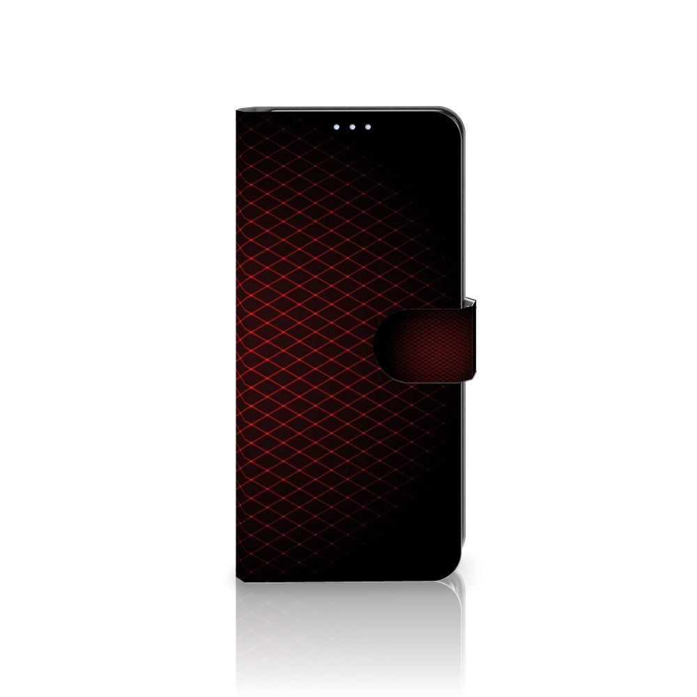 OPPO Reno 4 Pro 5G Telefoon Hoesje Geruit Rood met een minimalistisch design en ruimte voor 3 pasjes.