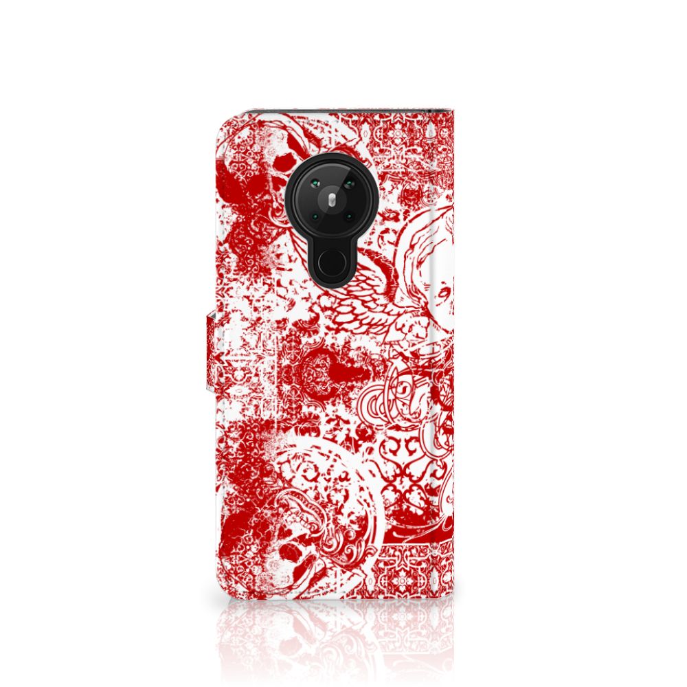 Telefoonhoesje met Naam Nokia 5.3 Angel Skull Rood