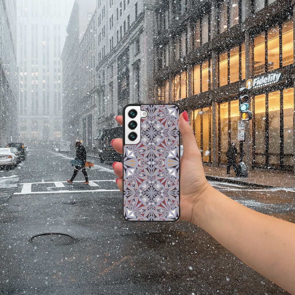 Samsung Galaxy S22 Marmeren Print Telefoonhoesje Flower Tiles B2C Telecom