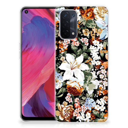 TPU Case voor OPPO A74 5G | A54 5G Dark Flowers