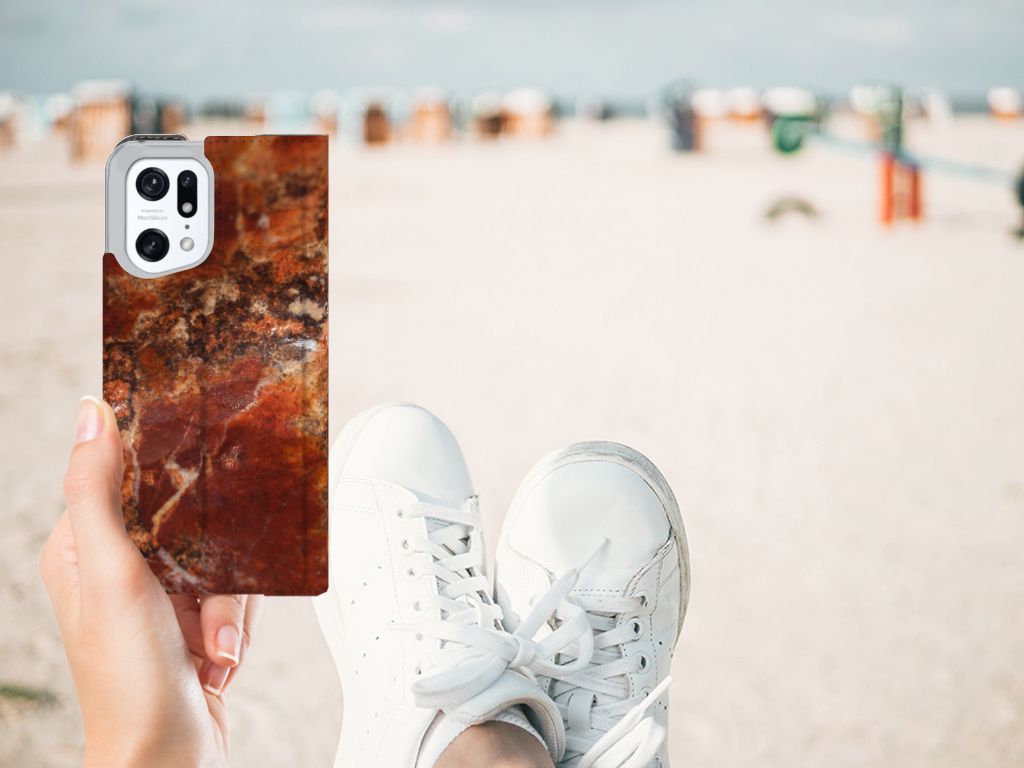 OPPO Find X5 Pro Standcase Marmer Bruin - B2C Telecom