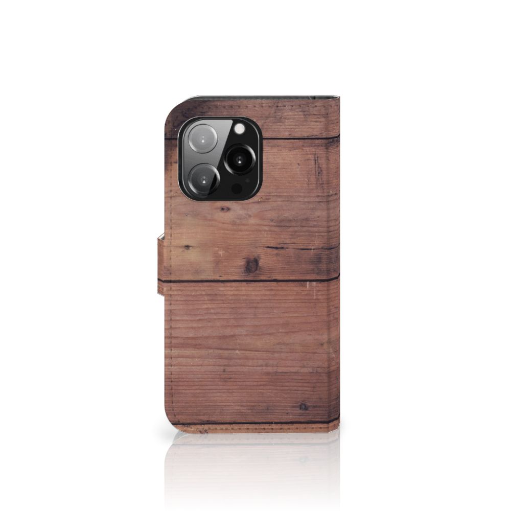 iPhone 13 Pro Book Style Case Old Wood