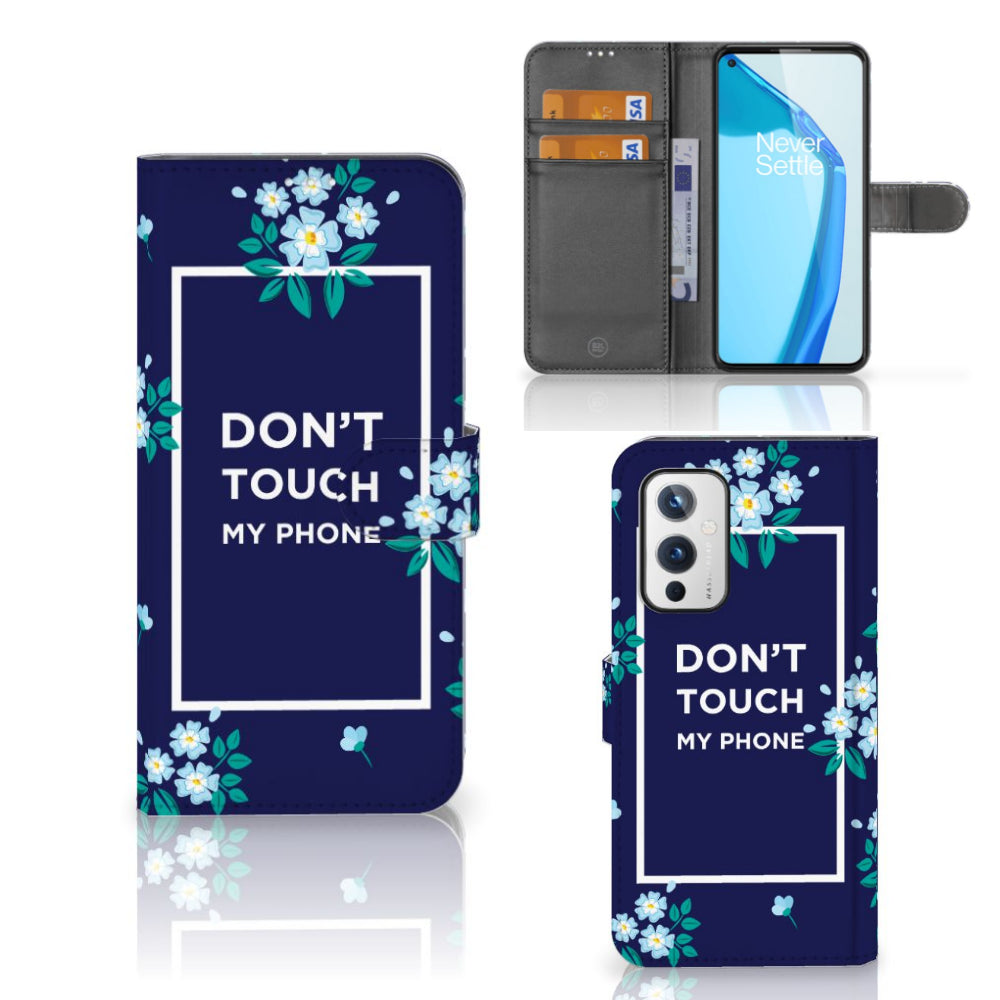 OnePlus 9 Portemonnee Hoesje Flowers Blue DTMP