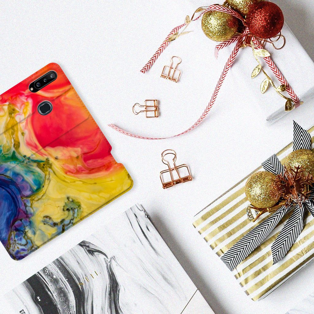 Bookcase Samsung Galaxy A20s Watercolor Dark - B2C Telecom