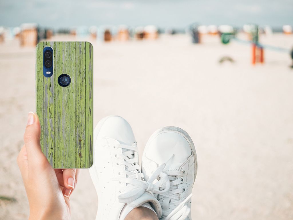 Motorola One Vision Bumper Hoesje Green Wood