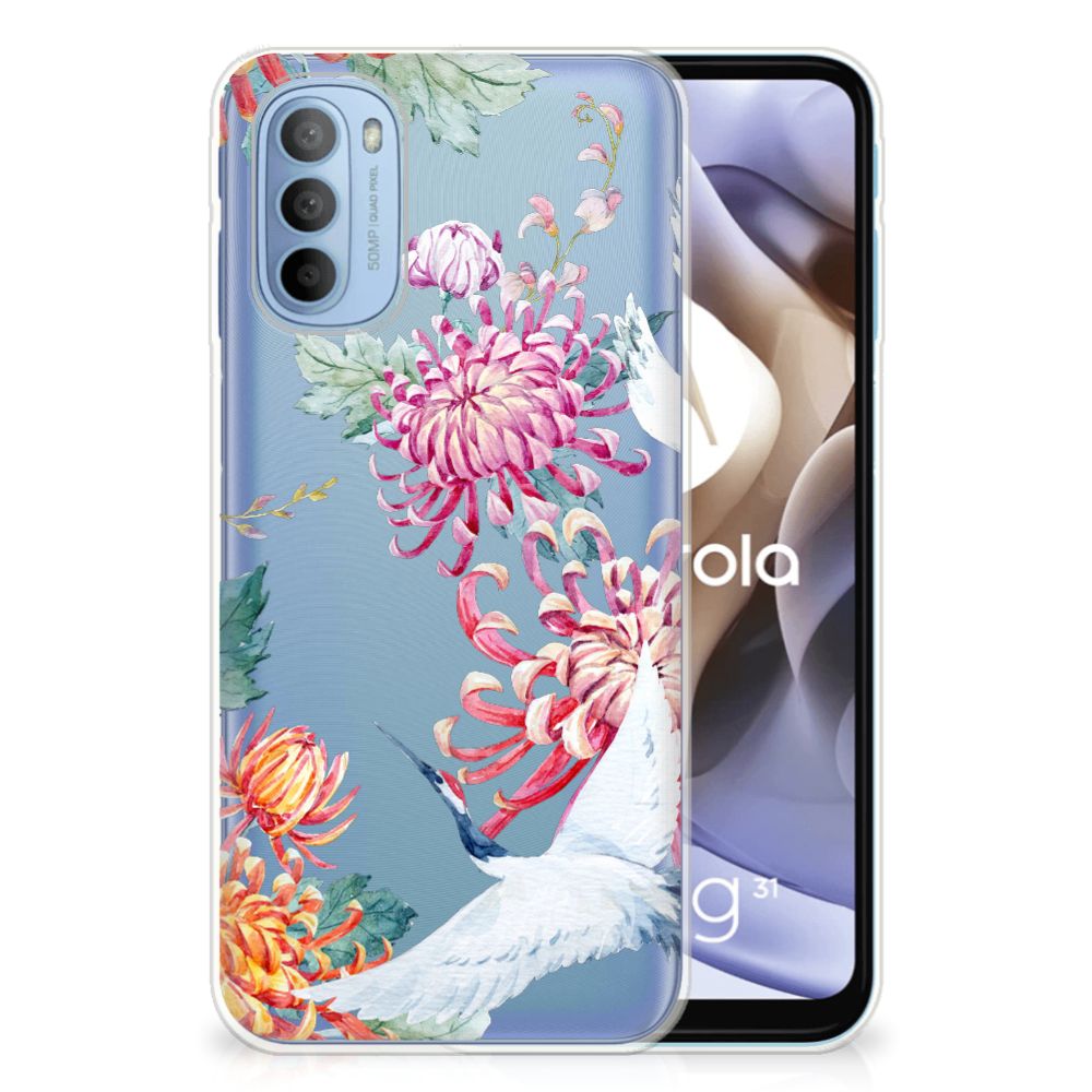 Motorola Moto G31 | G41 TPU Hoesje Bird Flowers