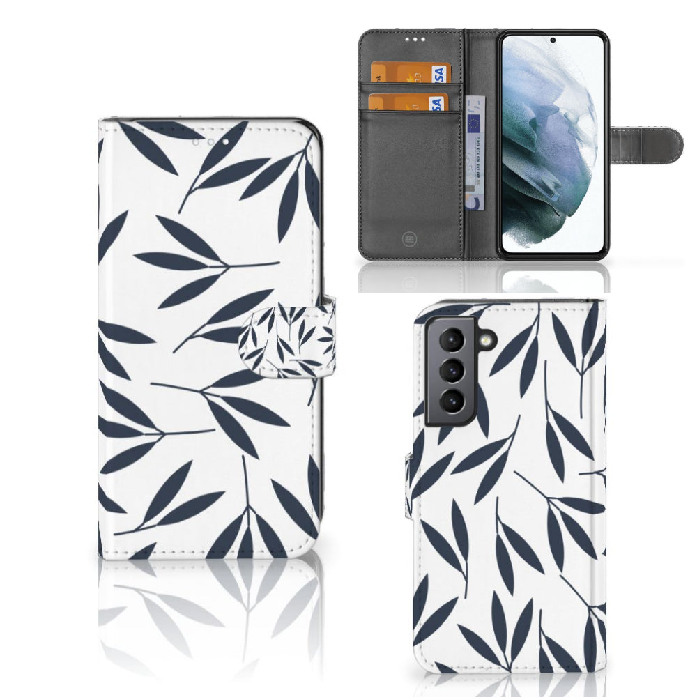 Samsung Galaxy S21 FE Hoesje Leaves Blue