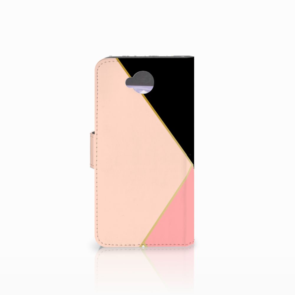 Microsoft Lumia 650 Book Case Zwart Roze Vormen