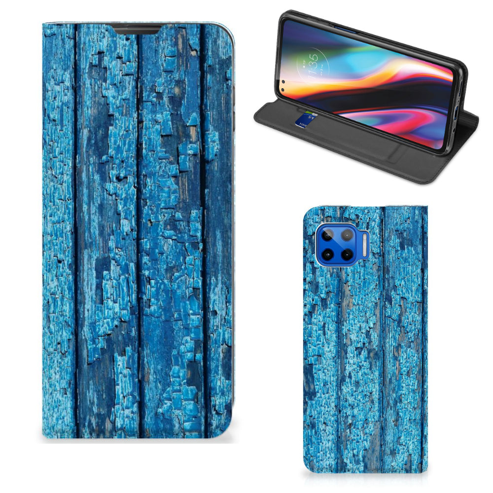 Motorola Moto G 5G Plus Book Wallet Case Wood Blue