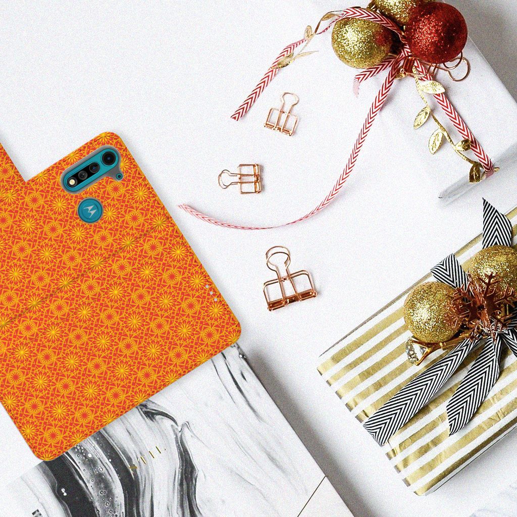 Motorola G8 Power Lite Telefoon Hoesje Batik Oranje