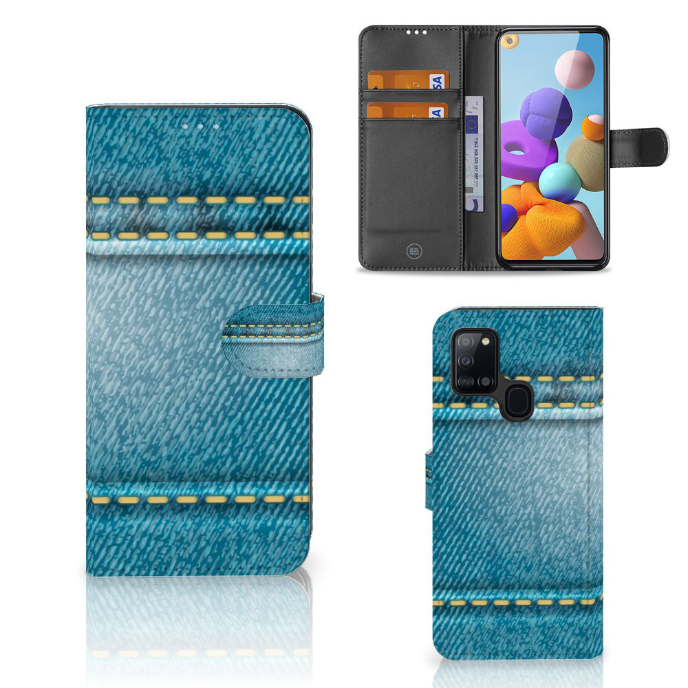 Samsung Galaxy A21s Wallet Case met Pasjes Jeans