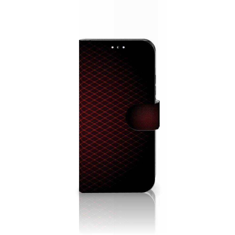 Samsung Galaxy S22 Telefoon Hoesje Geruit Rood met zwart-rode ruitpatroon en sluitlipje.