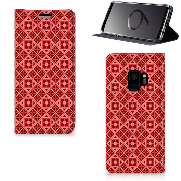 Samsung Galaxy S9 Hoesje met Magneet Batik Rood