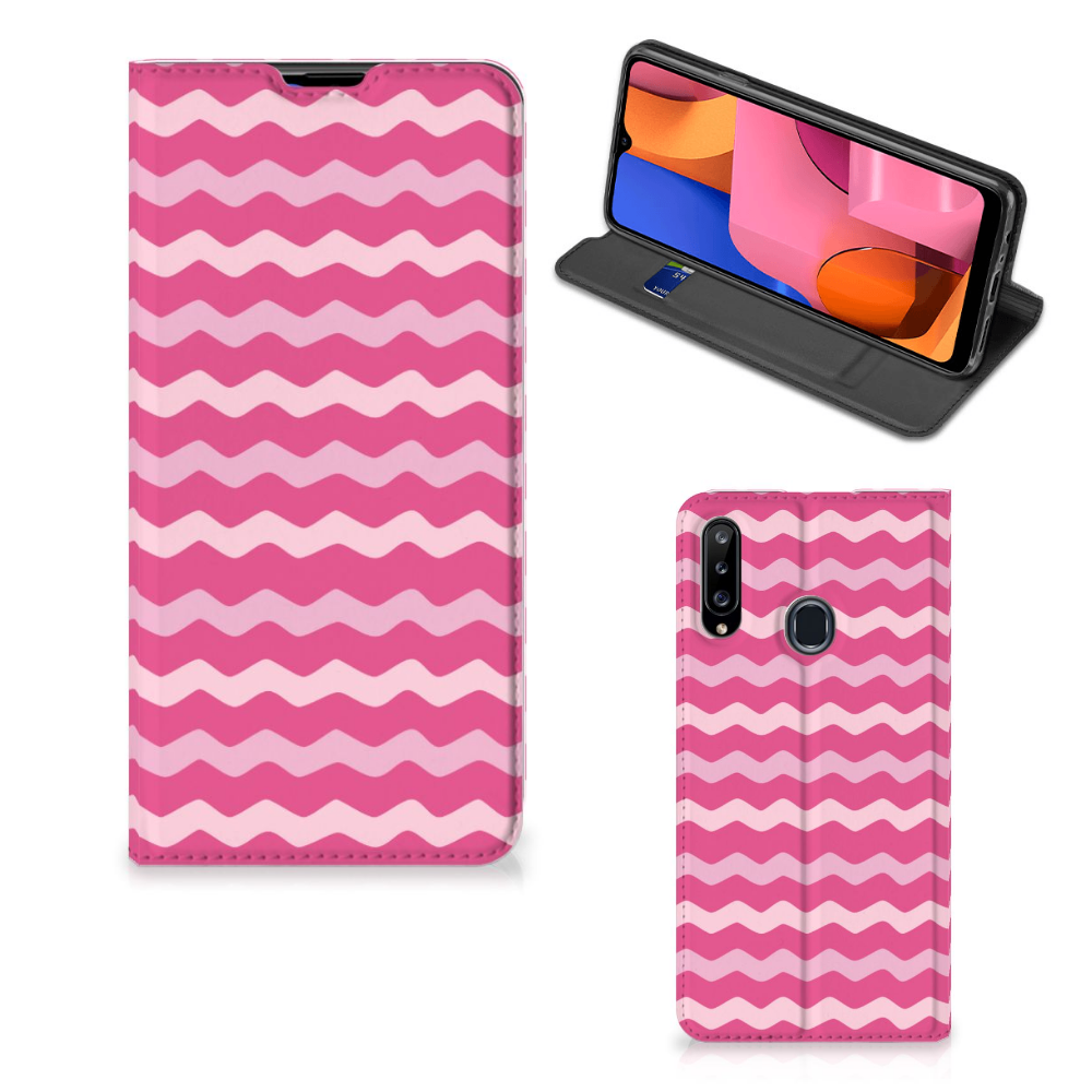 Samsung Galaxy A20s Hoesje met Magneet Waves Pink - B2C Telecom