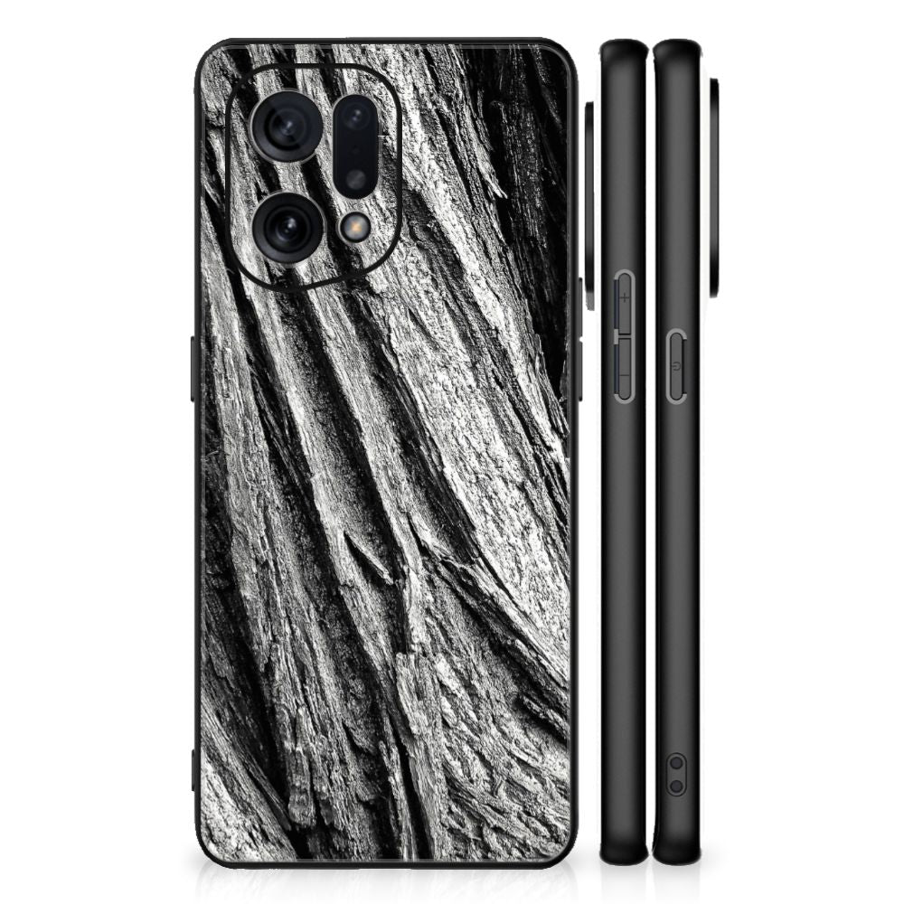 Houten Print Telefoonhoesje OPPO Find X5 Boomschors Grijs B2C Telecom