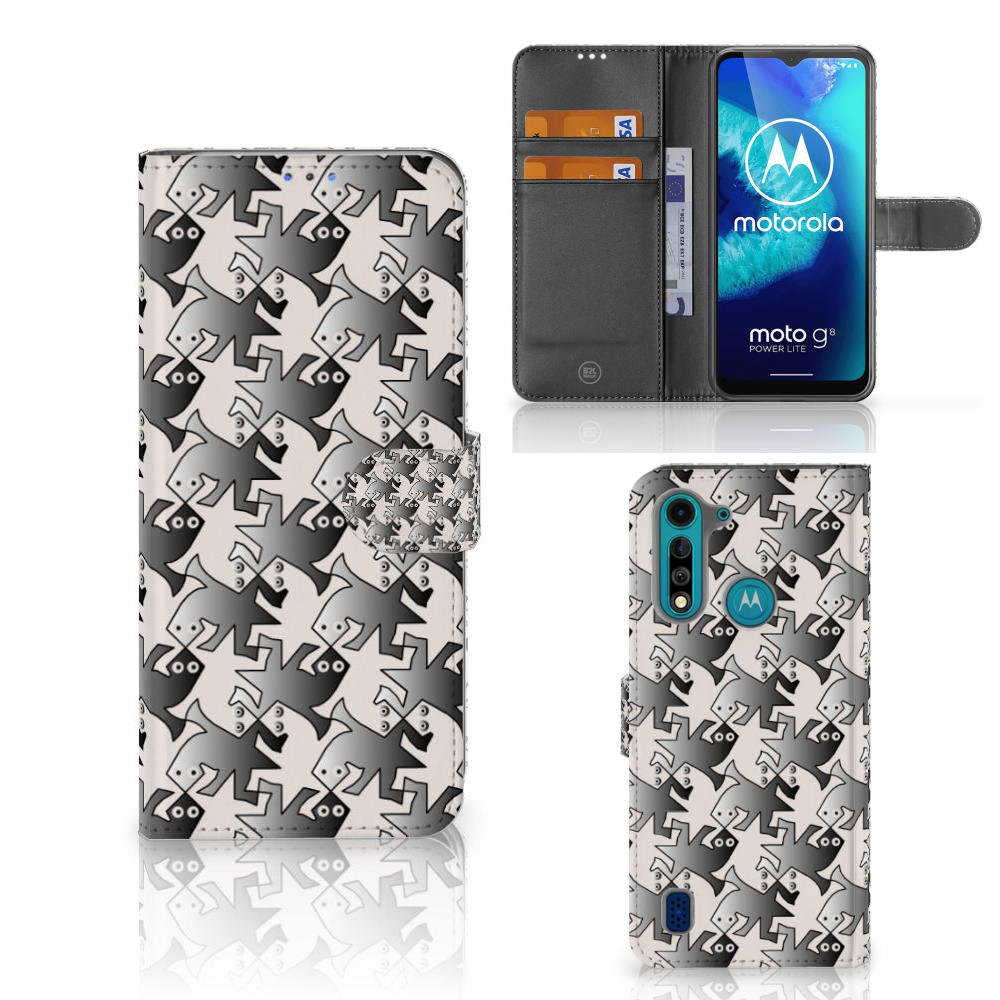 Motorola G8 Power Lite Telefoonhoesje met Pasjes Salamander Grey