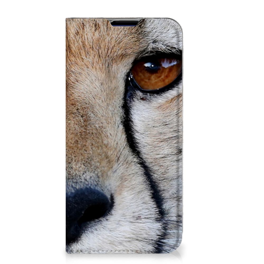 Nokia 5.4 Hoesje maken Cheetah met close-up van een cheetah oog en gezicht op het hoesje.