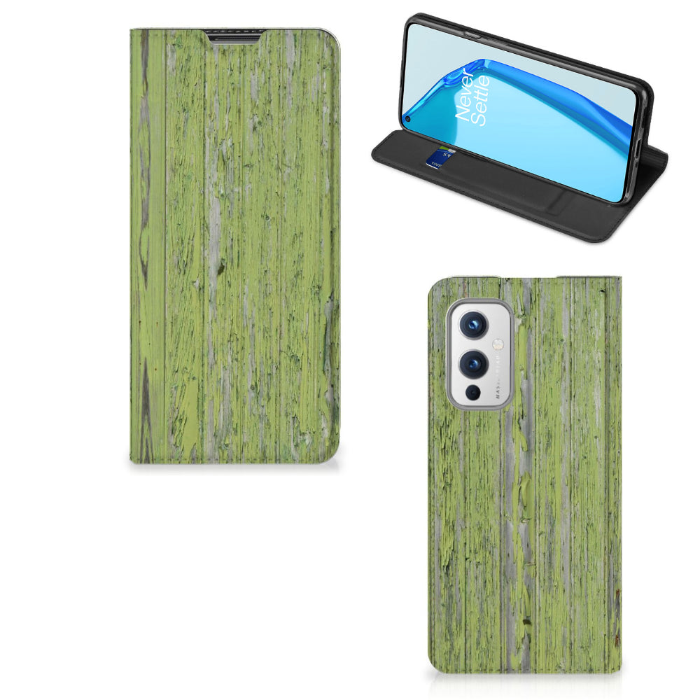 OnePlus 9 Book Wallet Case Green Wood