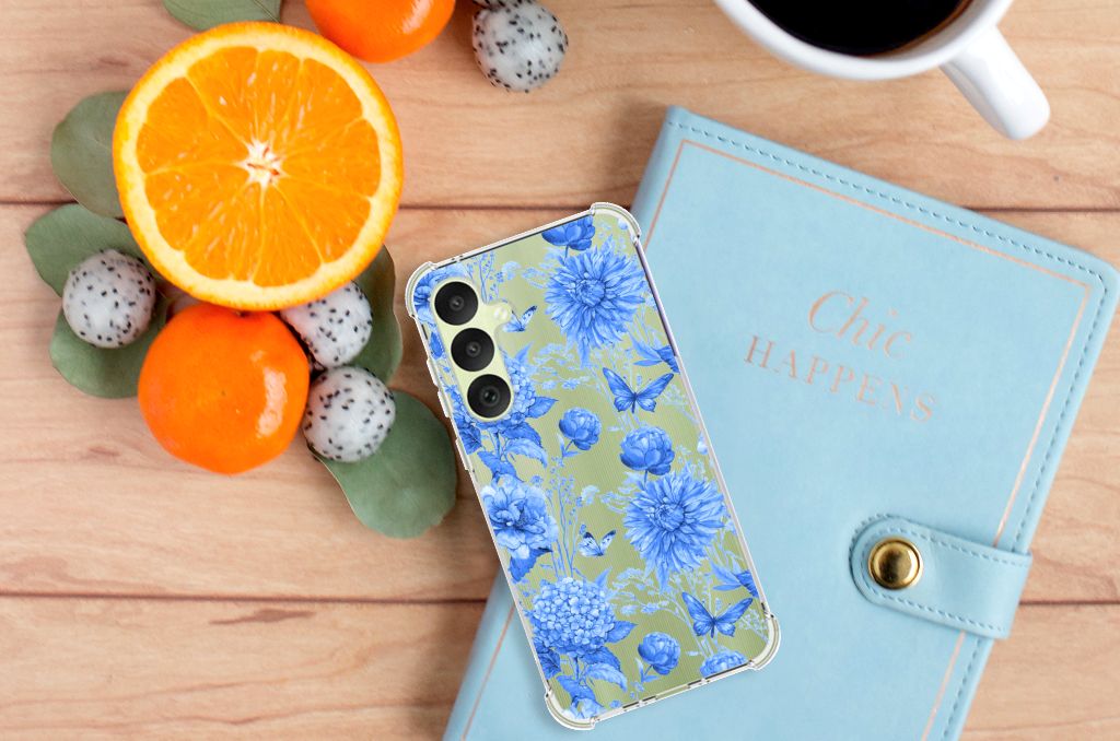 Case voor Samsung Galaxy A35 Flowers Blue B2C Telecom