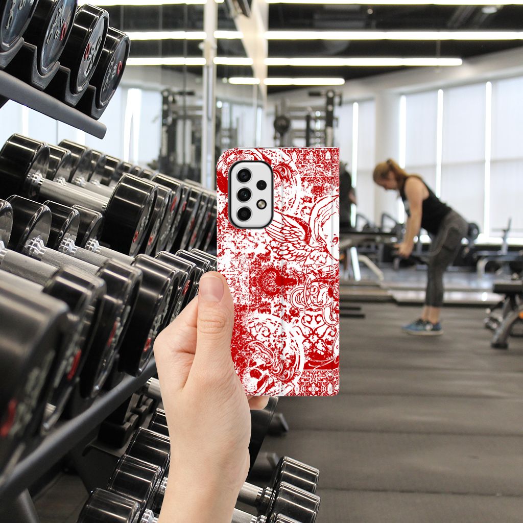 Mobiel BookCase Samsung Galaxy A23 Angel Skull Rood - B2C Telecom