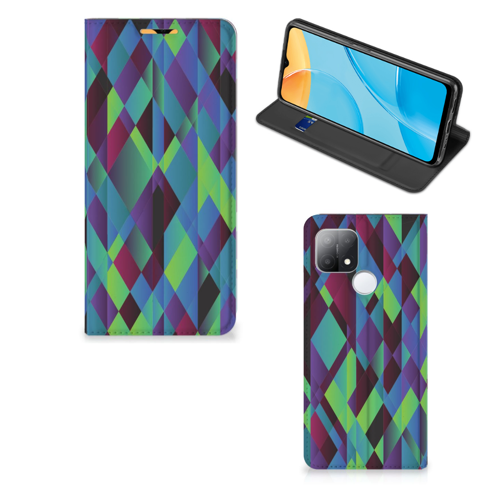 OPPO A15 Stand Case Abstract Green Blue - B2C Telecom