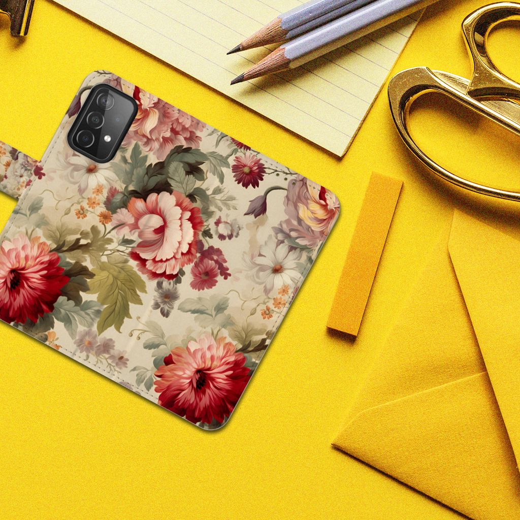 Samsung Galaxy A52 Hoesje voor Samsung Galaxy A52 Bloemen bloemen design boven