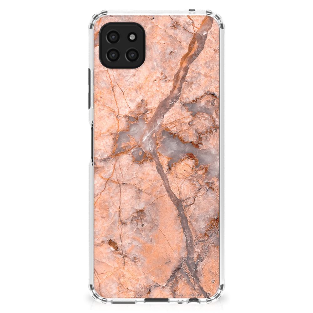 Samsung Galaxy A22 5G Anti-Shock Hoesje Marmer Oranje B2C Telecom