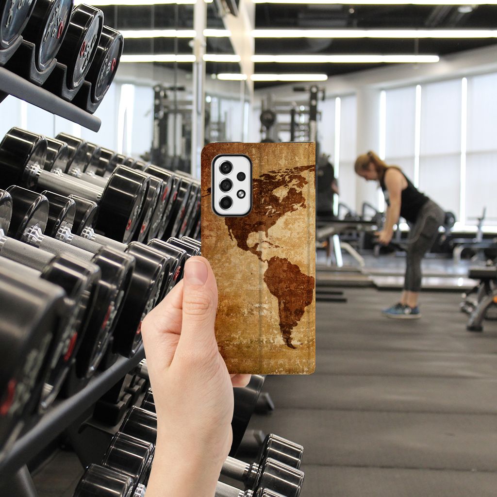 Samsung Galaxy A73 Book Cover Wereldkaart - B2C Telecom