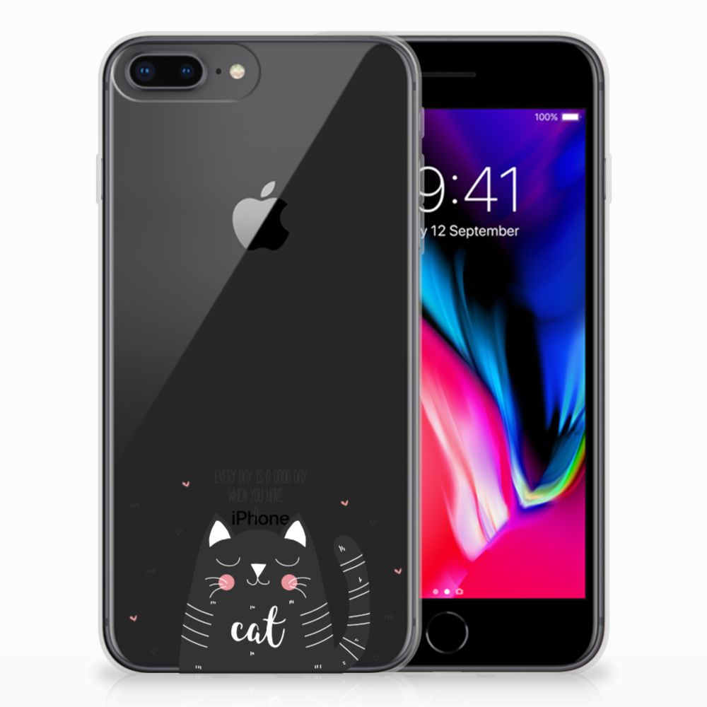 Apple iPhone 7 Plus | 8 Plus Telefoonhoesje met Naam Cat Good Day