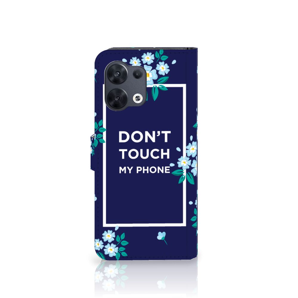 OPPO Reno8 Portemonnee Hoesje Flowers Blue DTMP