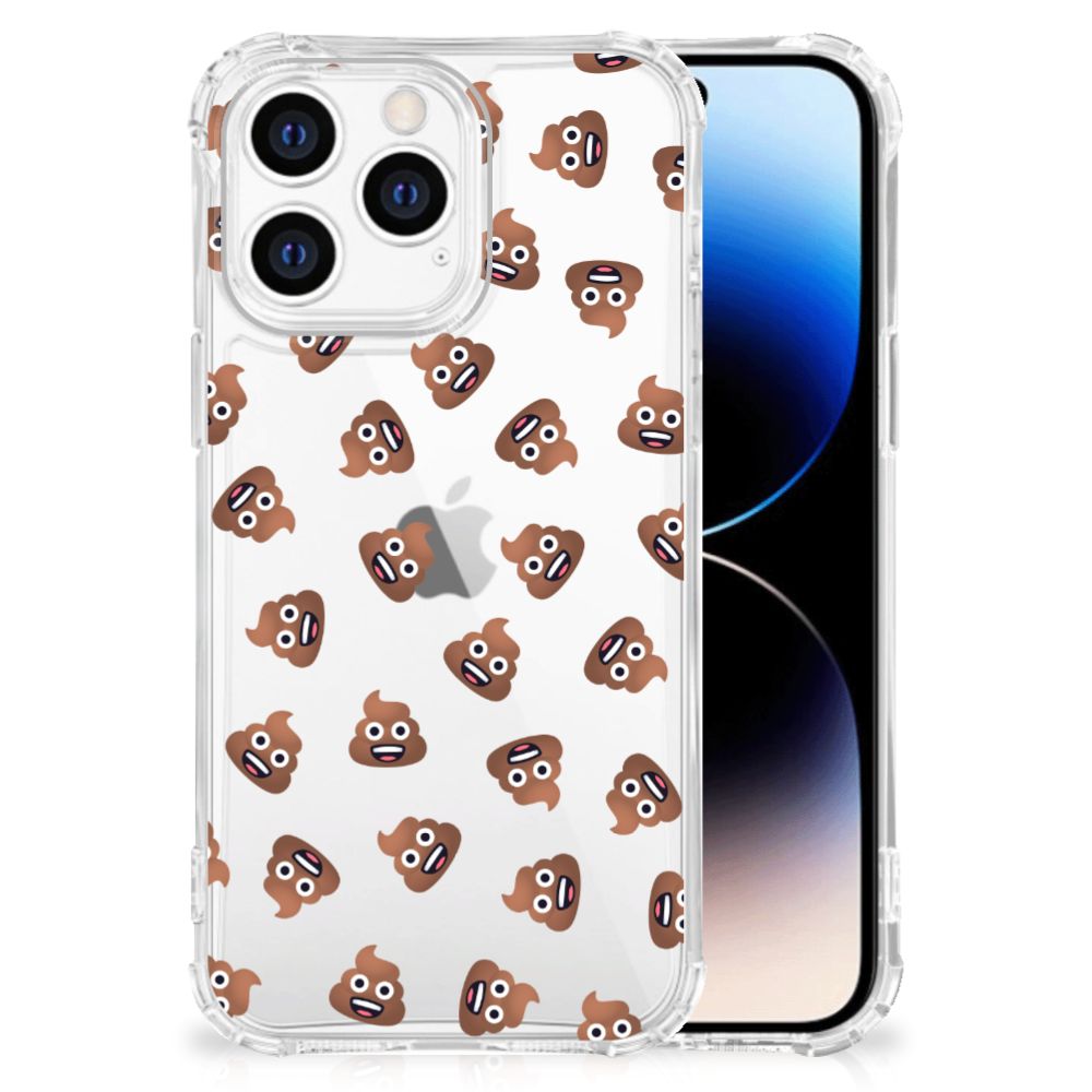 Doorzichtige Silicone Hoesje voor iPhone 14 Pro Poep Emojis B2C Telecom