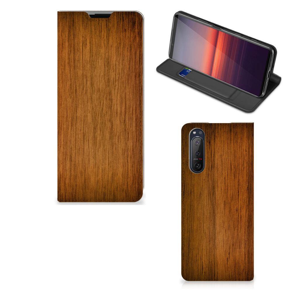 Sony Xperia 5 II Book Wallet Case Donker Hout