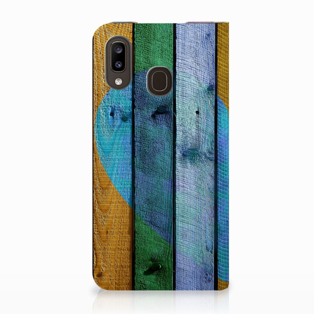 Samsung Galaxy A30 Book Wallet Case Wood Heart - Cadeau voor je Vriend