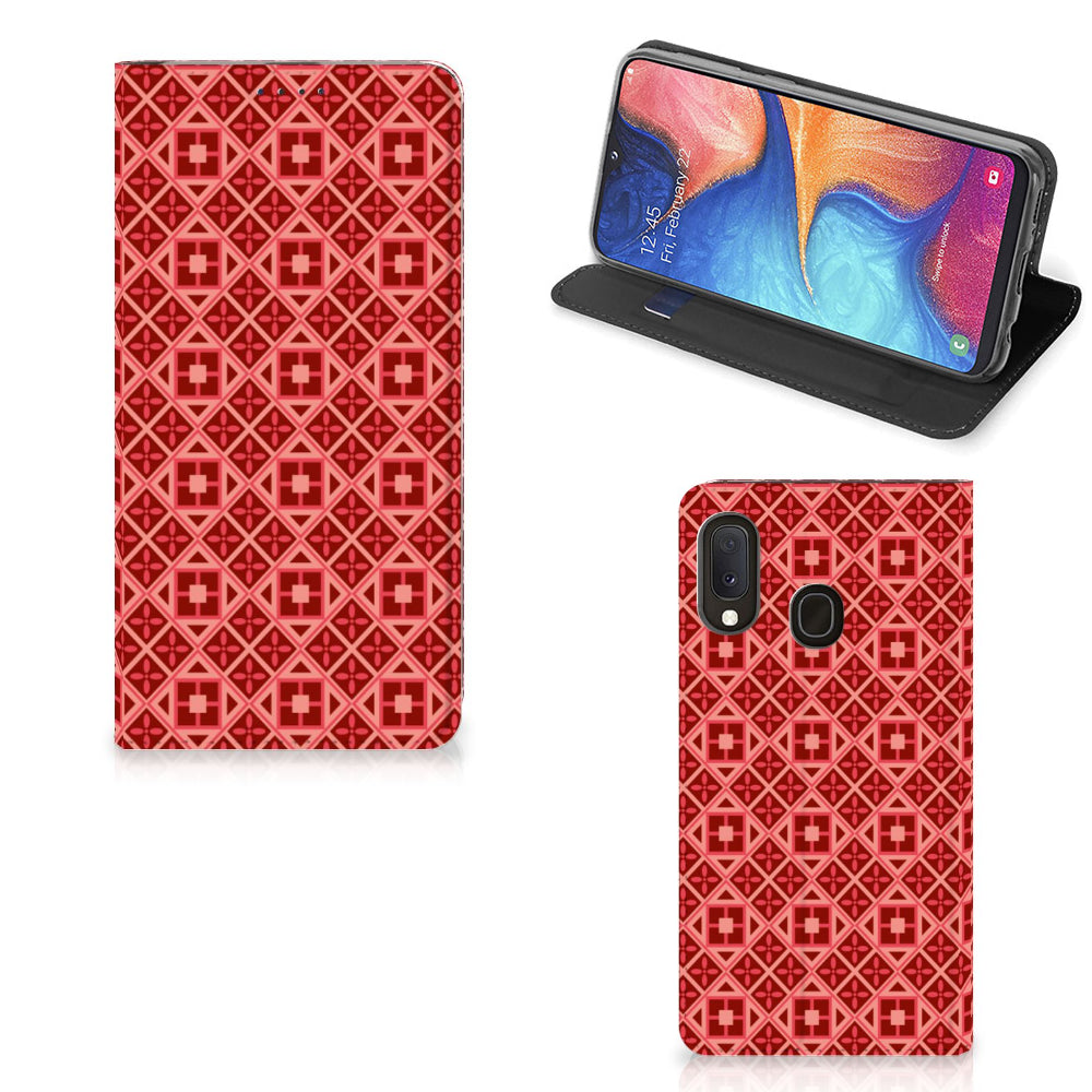 Samsung Galaxy A20e Hoesje met Magneet Batik Rood