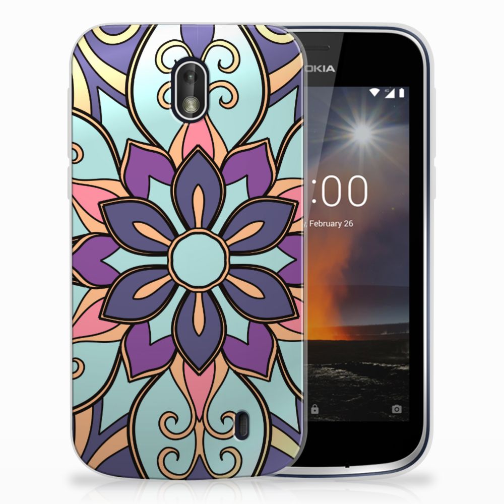 Nokia 1 TPU Case Purple Flower