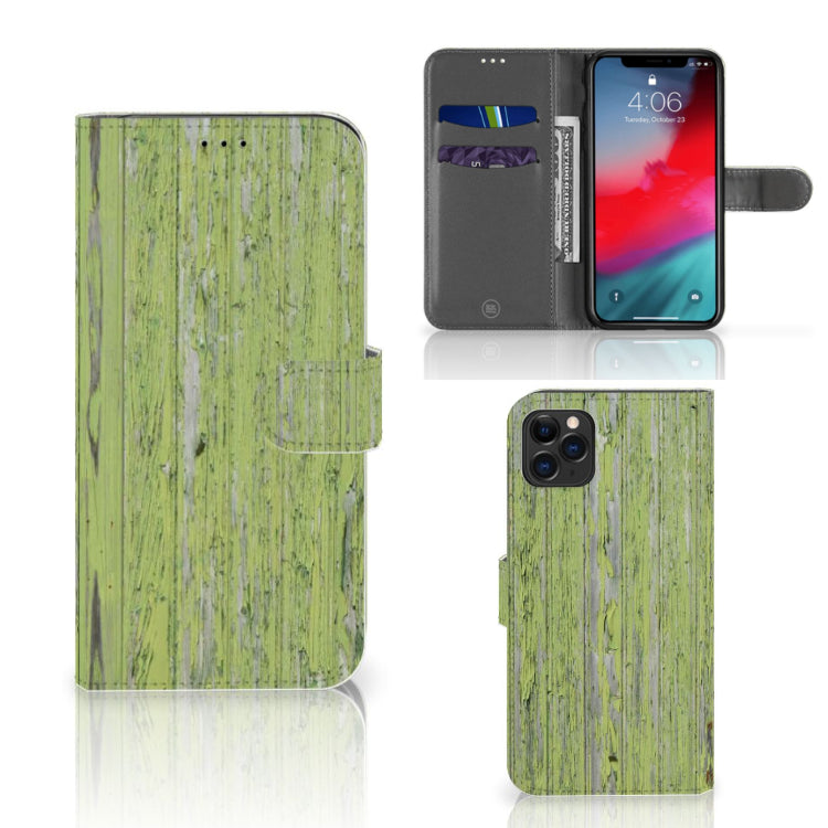 Apple iPhone 11 Pro Max Book Style Case Green Wood