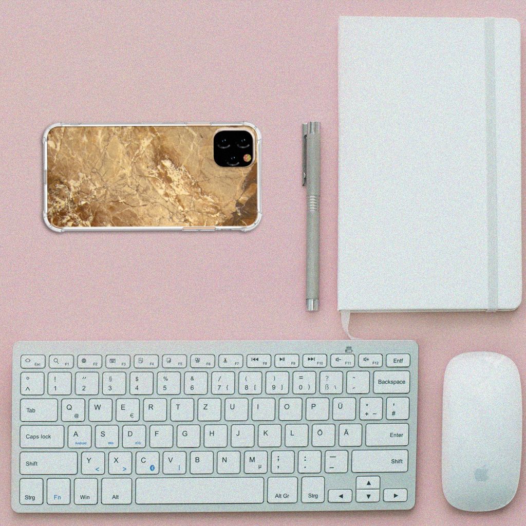 Apple iPhone 11 Pro Max Anti-Shock Hoesje Marmer Creme